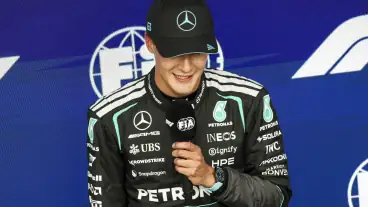 Martin Brundle reacts as FIA hands George Russell suspended fine
