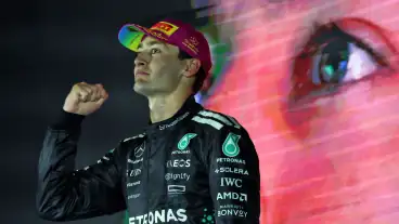 George Russell celebrates Singapore GP F1 win with Lewis Hamilton tribute