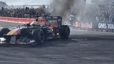 Yuki Tsunoda escapes unharmed after Red Bull F1 car catches fire in showrun