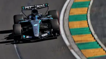 George Russell takes dominant pole position for F1’s Australian GP after Max Verstappen crash